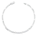 Pulseira Masculina De Prata 925 Italiana Fígaro 3x1 - 3mm - 21 Cm