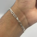 Pulseira Masculina De Prata 925 Italiana Fígaro 3x1 4.5mm 21 Cm==